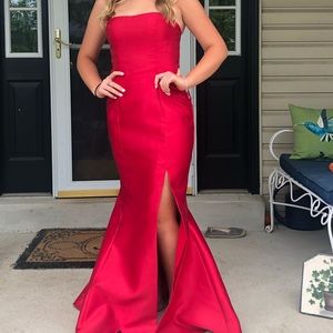 Sherri Hill Strapless Red Mermaid Gown